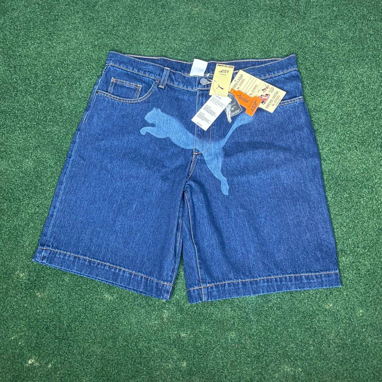 Sz 34 Puma X Asap Rocky Denim Shorts Dark Denim 631066-01 Blue